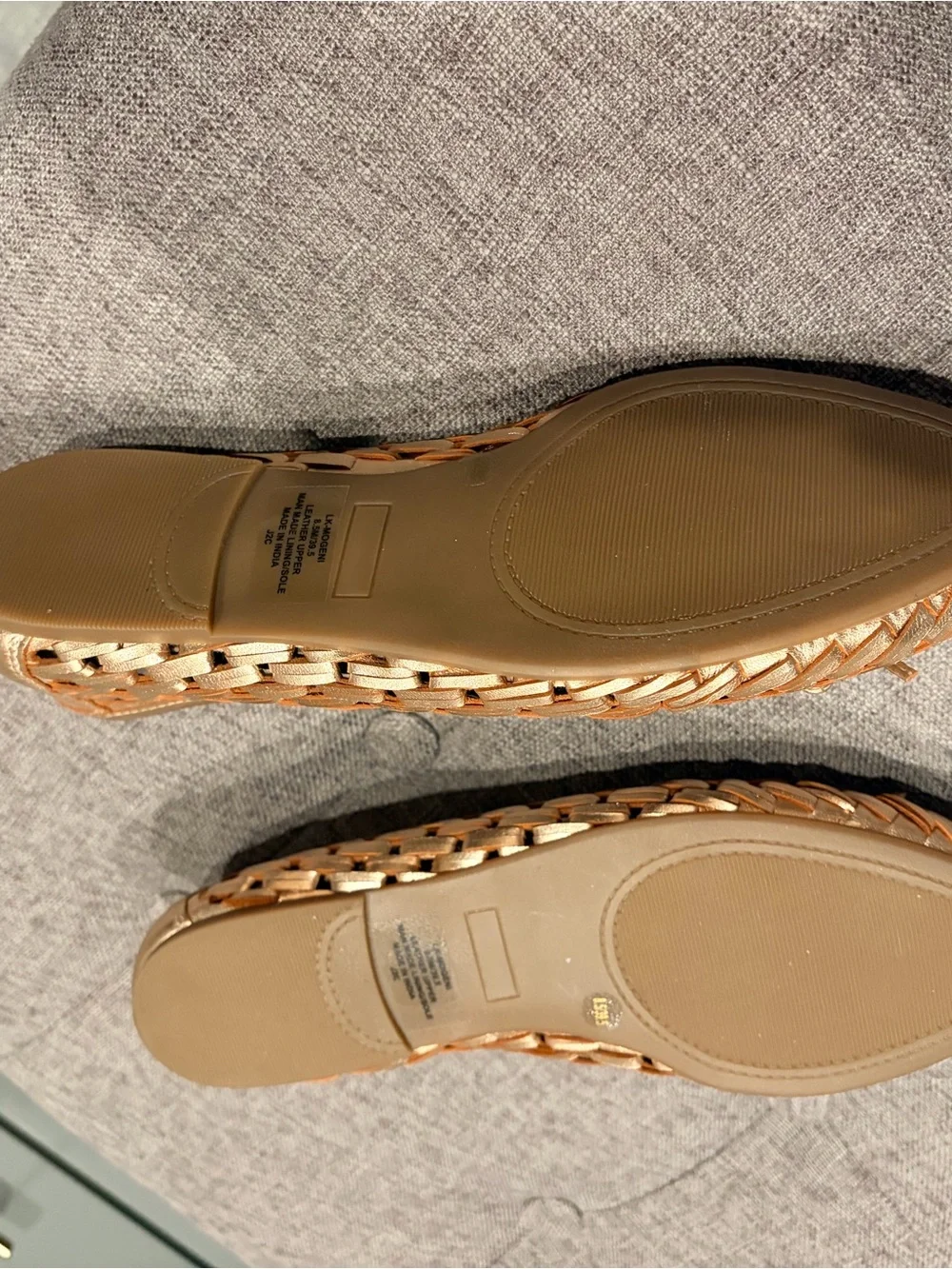 Gold Woven Ballet Flats - Women